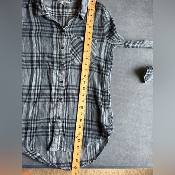 Lucky Brand Striped Button Up Plaid Shirt Womens SZ SP Blue Gauze 100% Cotton - Picture 8 of 8